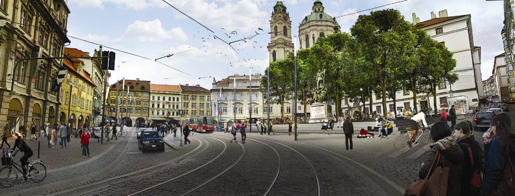Vizualizace možné podoby rekonstrukce Malostranského náměstí.