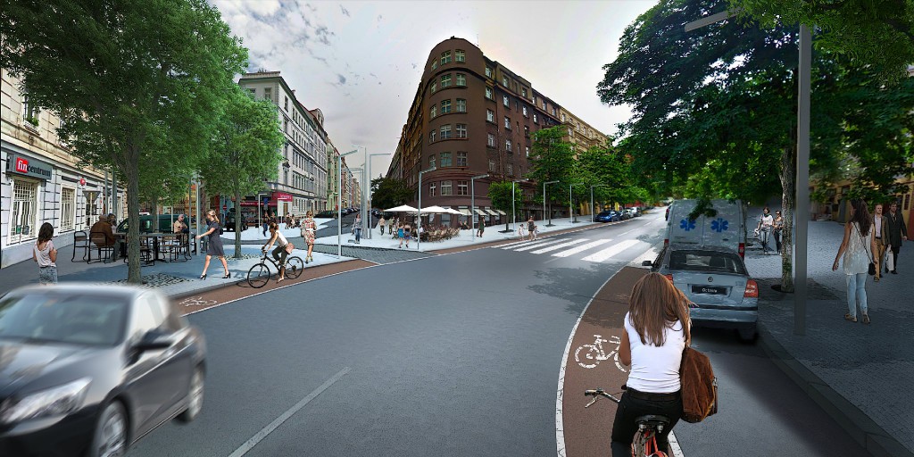 Vizualizace možné podoby rekonstrukce Slavíkovy ulice.